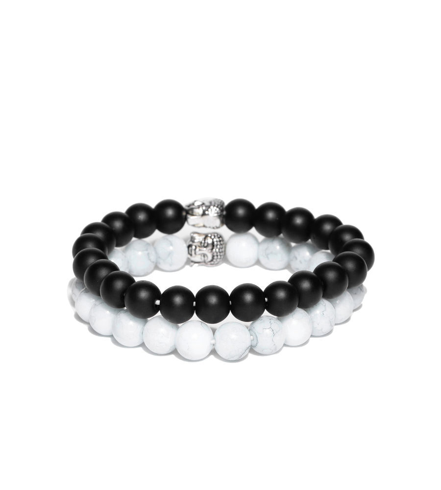 YouBella Unisex Set of 2 Natural Beaded Elasticated Bracelets